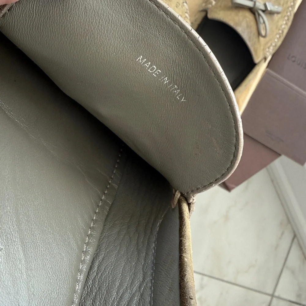 Louis Vuitton Light Sage Green Leather Loafers for Men